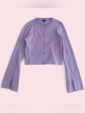 Wild Fable Purple Knit Lilac Ribbed Long Bell Sleeve Cardigan